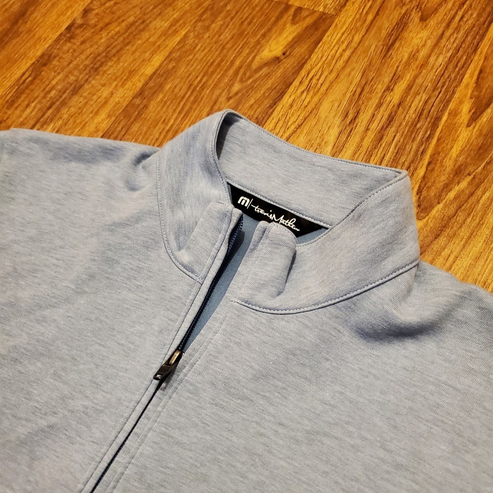 Travis Mathew Pullover Shirt Men Medium Blue Quarter‎ Zip Long Sleeve Golf